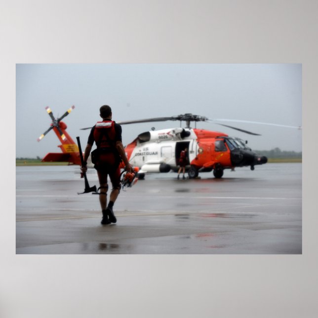 Coast Guard Rescue Swimmer & MH-60 Jayhawk Poster (Front)