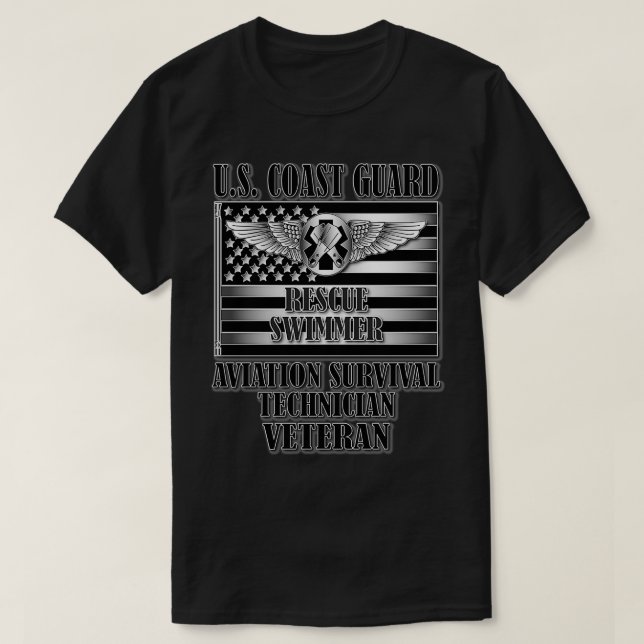 Coast Guard Rescue Swimmer Veteran (Back Design)  T-Shirt (Design Front)