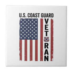 Coast Guard Veteran Flag Vintage Vector Design_1 Ceramic Tile