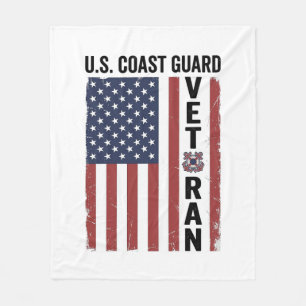 Coast Guard Veteran Flag Vintage Vector Design_1 Fleece Blanket