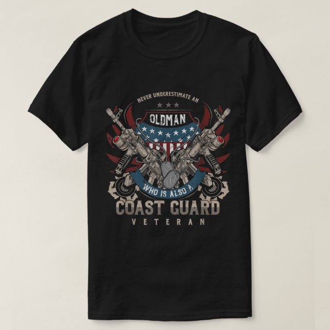 Coast Guard Veteran Never Underestimate Veterans D T-Shirt (Design Front)