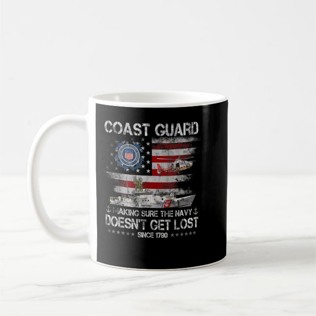 Coast Guard Veteran Tshirt USCG American Flag Vete Coffee Mug (Left)
