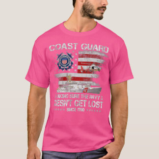 Coast Guard Veteran  USCG American Flag Veterans D T-Shirt