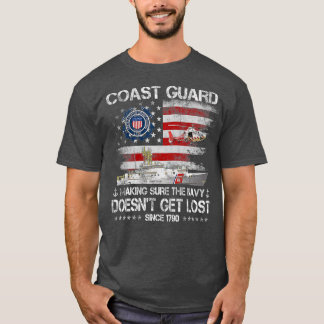 Coast Guard Veteran  USCG American Flag Veterans D T-Shirt