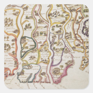Coast of Africa and the River Gambia 1622 Square Sticker