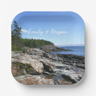 Coast of Bar Island at Acadia National Park Paper Plate