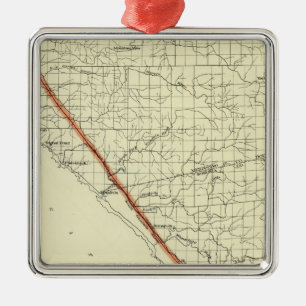 Coast of California showing San Andreas Rift Metal Ornament