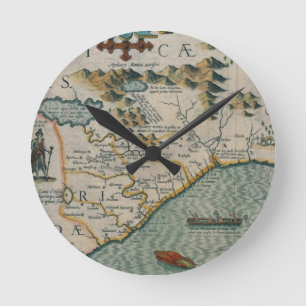 Coast of North Carolina, detail of the map titled Round Clock