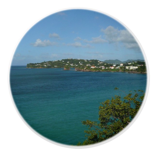 Coast of St. Lucia Caribbean Vacation Photo Ceramic Knob (Front)