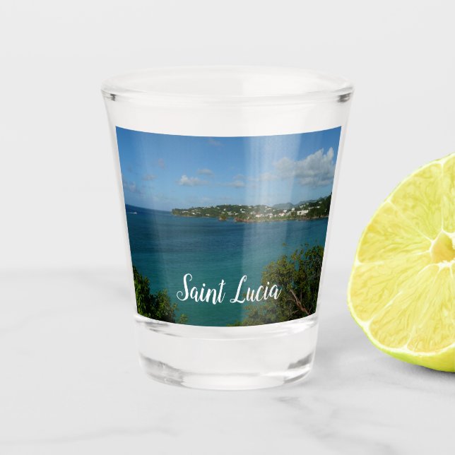 Coast of St. Lucia Caribbean Vacation Photo Shot Glass (Front)
