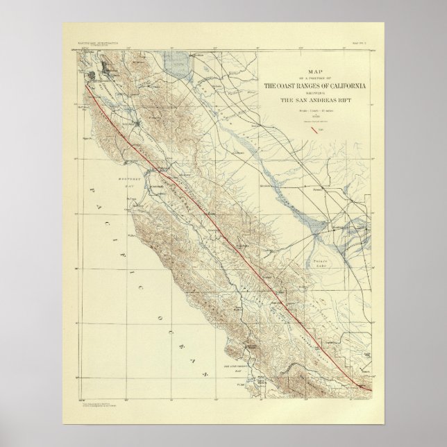 Coast Ranges showing San Andreas Rift Poster (Front)