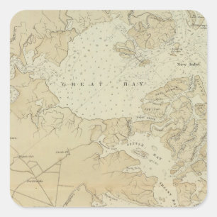 Coast section Tuckerton to Absecon Beach Chart Map Square Sticker