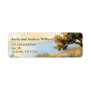 Coast Watercolor Sunset Mediterranean return Address Label