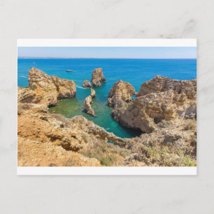 Coast with rocks and blue sea in Portugal.JPG Postcard