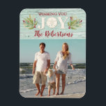 Coasta Beach Christmas Photo Magnet<br><div class="desc">A beautiful beach themed Christmas magnet greeting card with the message,  Wishing you Joy inside.  This card is decorated with a sand dollar,  holly and sea grasses. Personalise it for your coastal Christmas!</div>
