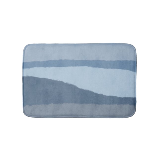 Coastal Abstract Shades of Blue Bath Mat (Front)