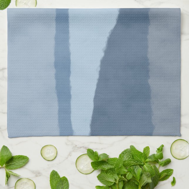 Coastal Abstract Shades of Blue Kitchen Towel (Folded)