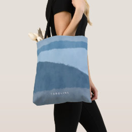 Coastal Abstract Shades of Blue Tote