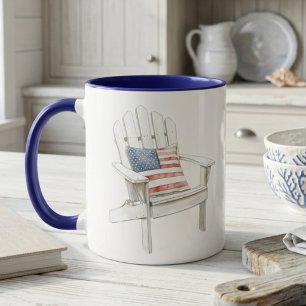 Coastal Adirondack Chair Americana Patriotic Mug