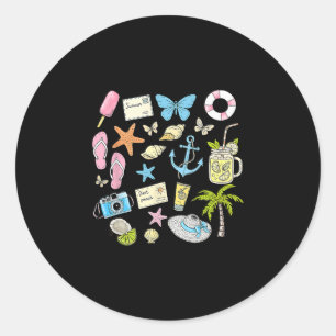 Coastal Aesthetic Beach Trip Starfish Seashell Sum Classic Round Sticker
