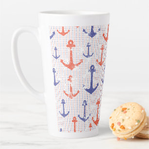Coastal Americana Anchors Latte Mug