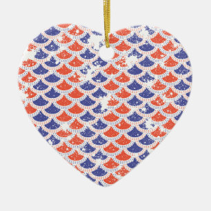 Coastal Americana Fish Scales Ceramic Ornament