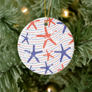 Coastal Americana Starfish Ceramic Ornament