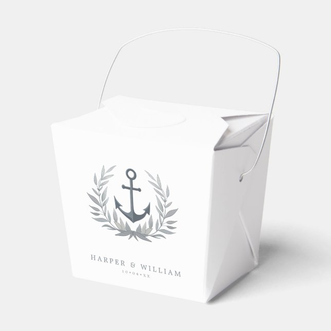 coastal anchor sailboat wedding favour box (Front Side)