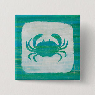 Coastal   Aqua Crab 15 Cm Square Badge