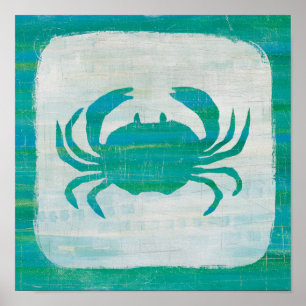 Coastal   Aqua Crab Poster