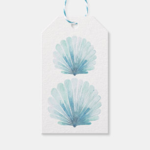 Coastal Aqua Scallop Seashell Personalised Gift Tags