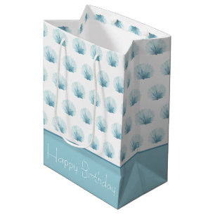 Coastal Aqua Scallop Seashell Personalised Medium Gift Bag