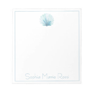 Coastal Aqua Scallop Seashell Personalised Notepad