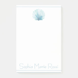 Coastal Aqua Scallop Seashell Personalised Post-it Notes