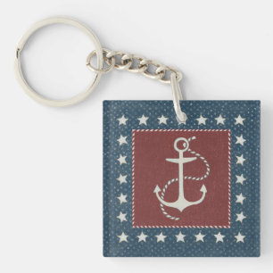 Coastal Art   Anchor on Red Key Ring