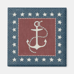 Coastal Art Anchor on Red Magnet
