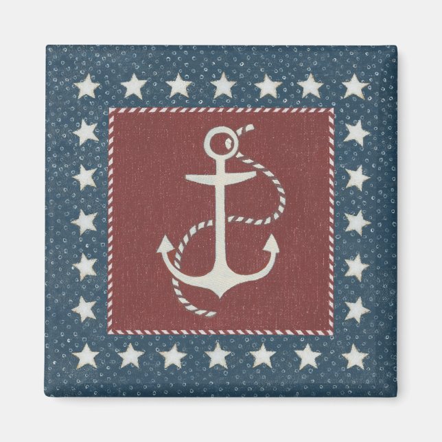 Coastal Art | Anchor on Red Magnet (Front)