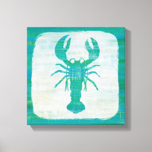 Coastal Art Aqua Lobster Canvas Print