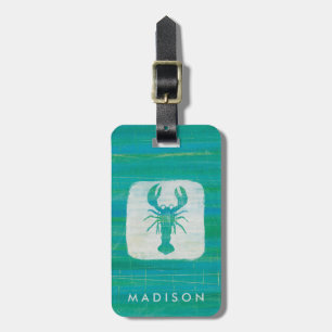 Coastal Art Aqua Lobster Luggage Tag