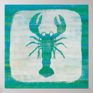 Coastal Art Aqua Lobster Poster
