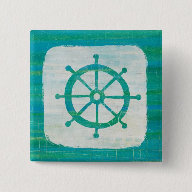 Coastal Art | Aqua Steering Wheel 15 Cm Square Badge (Front)