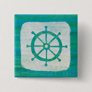 Coastal Art   Aqua Steering Wheel 15 Cm Square Badge