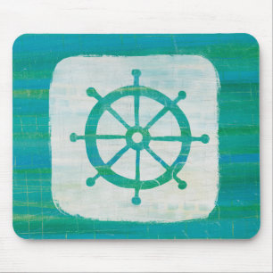 Coastal Art   Aqua Steering Wheel Mouse Pad