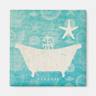 Coastal Art   Bathtub Rounded Magnet
