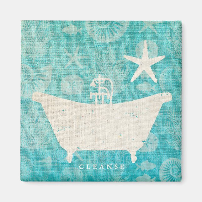 Coastal Art | Bathtub Rounded Magnet (Front)