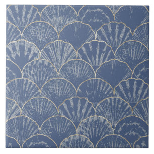 Coastal Art Deco Scallop Ceramic Tile