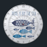 Coastal Art | Home is By the Sea Dartboard<br><div class="desc">A cute,  typography design with a blue indigo starfish design. Image ID: SID21041</div>