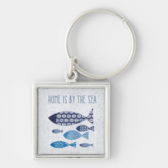 Coastal Art | Home is By the Sea Key Ring (Front)