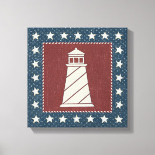 Coastal Art Lighthouse on Red Canvas Print