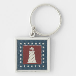 Coastal Art   Lighthouse on Red Key Ring